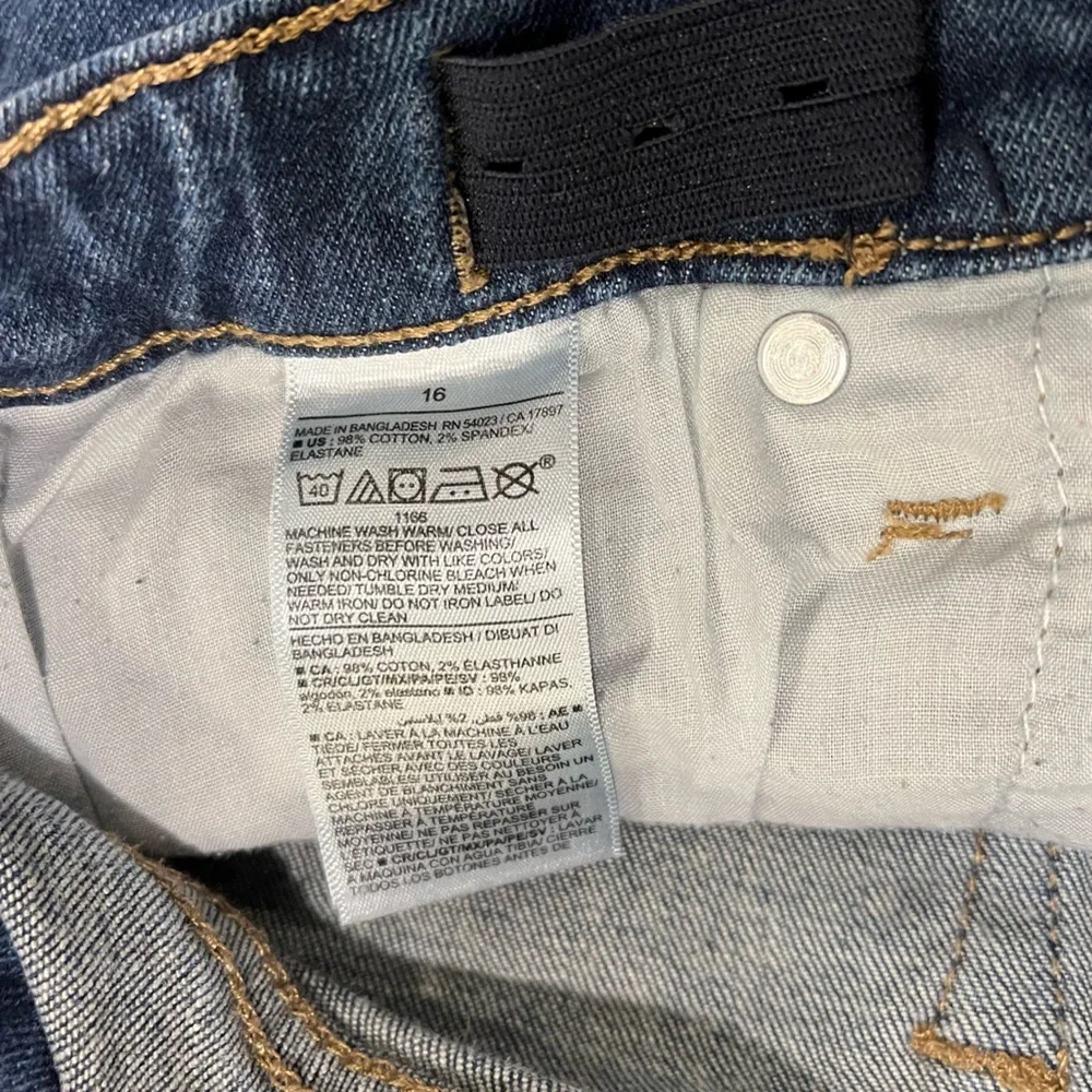 Two Pairs Boys Old Navy Dark Wash Straight Adjustable Waist Jeans Size 16 VGUC